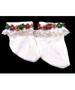Vintage Baby Girl Lace Socks 0-6M Months White Holiday Christmas 90s Dol... - $22.84 CAD