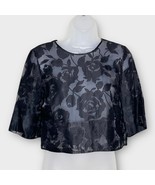 SACHIN &amp; BABI noir black floral sheer lacey crop top blouse size xs holiday - $66.76