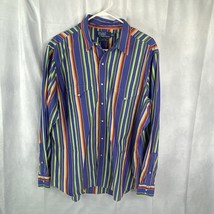 Vintage VTG Polo Ralph Lauren Sz XL Western Striped Shirt Pearl Snap Rod... - $44.09