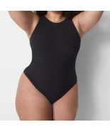 Lane Bryant CACIQUE Stretch Rib Open-Back Bodysuit BLACK Plus Size 26/28... - $80.57 CAD