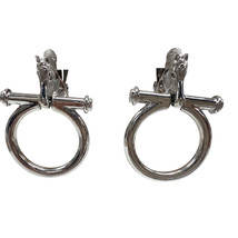 Vtg Signed Paolo Gucci Rare Horse Bit Hoop Signed Door Knocker Earrings ... - $356.40