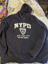 NYPD Mens Hoodie White Print Officially Licensed Sweatshirt Navy Blue Size Large - £11.86 GBP