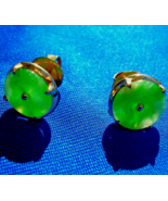 Earth mined Green Jadeite Jade Antique Deco Earrings Victorian Studs 18k... - $9,011.98 CAD