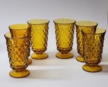 Vintage American Whitehall By Colony Cubist 6&quot; Amber Footed Tumblers - S... - $46.79