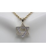 10K Yellow Gold Two-Tone Star of David Pendant with Cubic Zirconia - $210.53 CAD