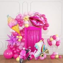 Pink Balloon Garland Arch Kit With Hot Pink Rose Gold Metallic Balloon For Barbi - £15.16 GBP