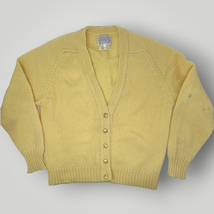 Vintage Pendleton Cardigan Light Yellow Wool USA Made Medium Women&#39;s Gold Button - £49.48 GBP