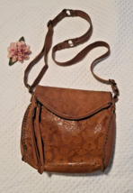 The Sak Silverlake? BROWN Bag Purse Crossbody Embossed Tooled Leather Fold Over - £38.25 GBP