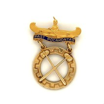 Vintage 10K Gold Filled L G Balfour Co. Daughters of Pocahontas Enamel Brooch - £51.43 GBP