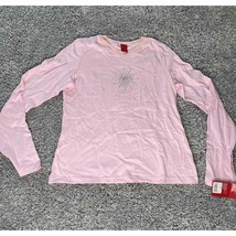 Girls Tee Snowflake Shirt Pink Long Sleeve Size Small Silver - £7.52 GBP