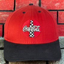 Vtg Coca Cola Nascar Red Black Brim Snapback Made in USA Hat Baseball Cap - $11.95