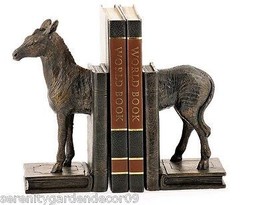 Zebra Bookend Set 9.8" High Poly Stone Antiqued Black Copper African Wild Life
