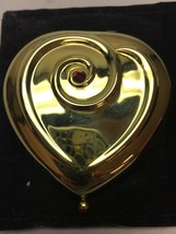 Vintage Estee Lauder Gold Heart Shaped Powder Compact Red Stones Unused Regency - $31.67
