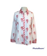 Red White Snap Closure Wing Tip Collar Slim Fit Long Sleeves Shirt Ladie... - €12,18 EUR
