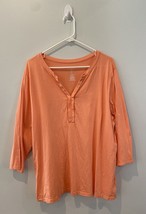 St Johns Bay Light Orange V Neck 3/4 Sleeve T Shirt Size 3X - $13.99
