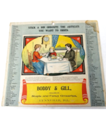 Body &amp; Gill Grocery 1900 Pin Order Card Cardboard Century Graphics Lynnv... - $22.76