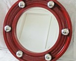 Red 24&quot; Diameter Wooden Wall Mirror with Silver Balls Roulette Wheel Por... - $118.80