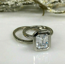 Emerald Cut 2.00Ct Diamond Engagement Wedding Ring Set 14K White Gold Size 5.5 - £216.35 GBP