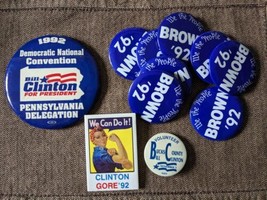 Lot of Vintage Pennsylvania Political Pins-Clinton Gore Brown Rosie the ... - £9.40 GBP