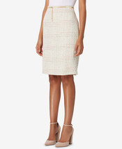 Tahari ASL Women&#39;s Pearl/Chain Belted Bouclé Straight Skirt, Ivory, Size 14 - £26.27 GBP