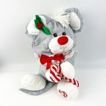 Vintage 1987 Fisher Price Puffalump Grey Christmas Mouse Candy Cane Plus... - £15.70 GBP