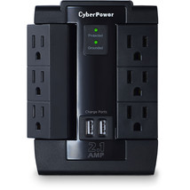 CyberPower 6 Outlet 1200J Surge Protector with 2 USB Charge Port | Black - £36.62 GBP