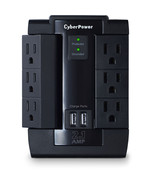 CyberPower 6 Outlet 1200J Surge Protector with 2 USB Charge Port | Black - £36.58 GBP