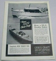 1938 Print Ad 1939 Chris-Craft 33 Ft Double Cabin, 22 Runabout Boats Alg... - $20.93