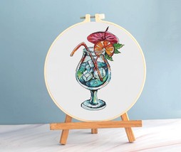 Cocktail cross stitch funny pattern pdf - Hawaii embroidery funny kitchen cross  - £6.69 GBP