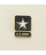 US Army White Star On Black Enamel Lapel Pin Gold  3/4&quot; - £5.45 GBP