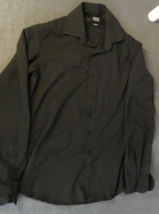 DESIGNER JONES NEW YORK SLIM FIT LONG SLEEVE BLACK SHIRT MENS SMALL 14-1... - $21.59