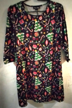 Dress Works Ladies Christmas Tree Lights Canes S Novelty Shift Dress NWT Holiday - $21.59
