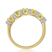 5 Pietra 1.40CT Cuscino Naturale Decorato Diamante Giallo Fede Nuziale 18k Oro - £2,005.65 GBP