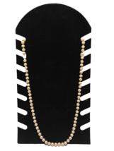 Marvella Champagne 30&quot; Simulated Faux Pearl Signed Knotted Necklace Vintage 50&#39;s - £27.31 GBP