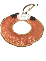 Vintage handmade Cloth Christmas Wreath with Joy And Leaves gold trim holly 6&quot; - £5.42 GBP