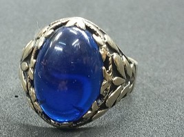 silver ring, blue agate, royal flower925 - £64.88 GBP