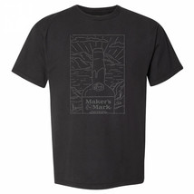 Makers Mark Whiskey Tonal Bottle Illustration T-shirt Black - $38.98