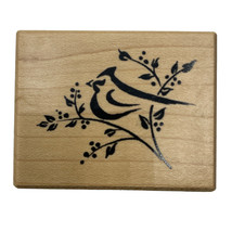 Winter Cardinal Bird Holly Branches Brushstroke Rubber Stamp PSX C-3032 Vintage - $12.57
