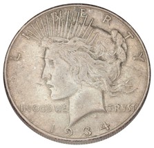 1934-S Silver Peace Dollar $1 (Extra Fine, XF Condition) - £94.95 GBP