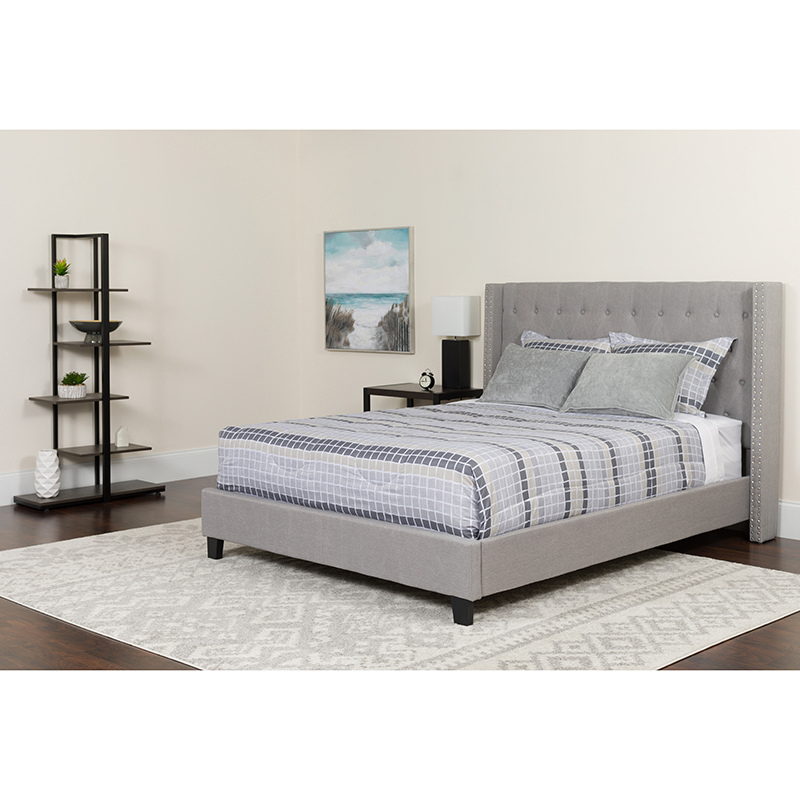 Twin Platform Bed-Light Gray HG-41-GG