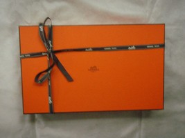 Hermes box rectangle medium with ribbon and tissue empty #900 orange - $22.76