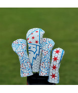 Golf Driver Fairway Wood Hybrid Head Cover White Wizard Cartoon 4pcs Set - $122.79 CAD