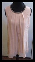 Design History Ladies Large Peach Chifon Peach Tank Style Top With Rhine... - $14.84