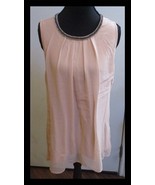 Design History Ladies Large Peach Chifon Peach Tank Style Top With Rhine... - $273.61 MXN