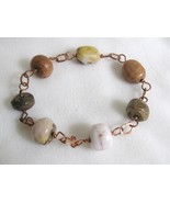 Copper Bracelet with Hand-Cut Feldspar Beads RKMixables Coll - £51.83 GBP