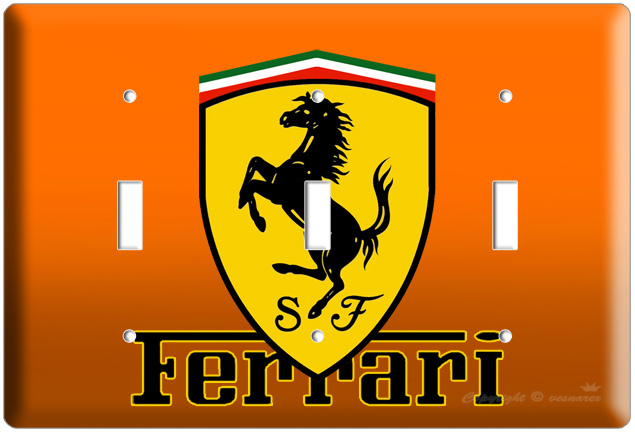 FERRARI SPORT CAR EMBLEM LOGO SCUDERIA SHIELD TRIPLE LIGHTSWITCH WALLPLATE COVER