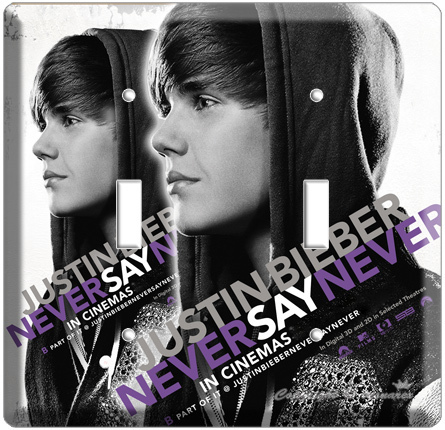 JUSTIN BIEBER SINGER NEVER SAY FROM 3D MOVIE DOUBLE LIGHT SWITCH COVER WALLPLATE