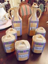 Orange 1950s Lusterware Kitchen 5 Canisters and 2 decanters GERMANY RARE - £98.06 GBP