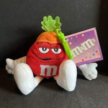 Vintage M&amp;M Red with Carrot Hat Clip On Plush 6&quot; Toy - $10.65