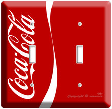 New Vertic Red Coca Cola Classic Double Light Switch Cover Wall Plate Retro Coke - £18.37 GBP